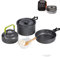 Outdoor Camping Cookware Mess Kit, with Folding Cookset Teapot and Pans Set, Non-Stick Lightweight Pots, Mesh Storage Bag for Camping, Backpacking, Cooking