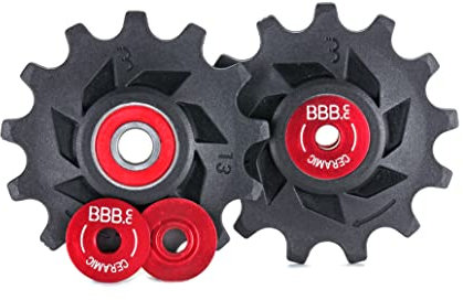 BBB Cycling Derailleur Pulley Ceramic 13-Zähne Hinten 12-Fach Jockey-Räder Roller Shimano Kompatibel für Rennrad Urban MTB Bicycle RollerBoys Ceramic BDP-19, Schwarz