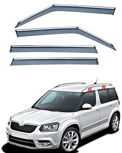 NINAI 4 Stück Auto Seitenfenster Windabweiser Für SKo-da Yeti 2009-2017, Autofenster Windabweiser Regenabweiser Vorn Hinten Regenschutz Zubehör
