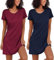 Ekouaer Vestiti Estivi Donna Camicia da Notte Estiva Pigiama da Notte Sexy 2 pacchi Camicie da Notte Manica Corta 2pcs, Navy+Vino Rosso, M