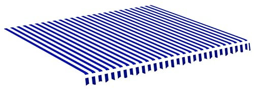 Tidyard Tissu de rechange pour rideau de soleil, rideau d'extérieur, parasol de jardin, tissu pour rideaux de soleil, tissu de rechange, toile de soleil, bleu et blanc 4 x 3,5 m