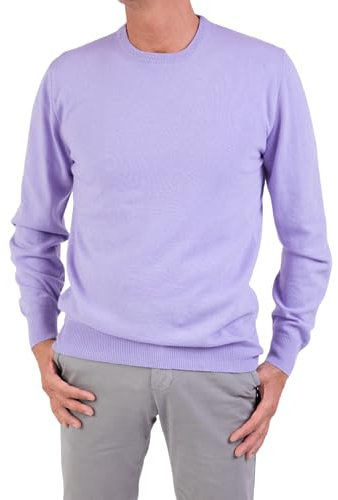 Marenza Girocollo Uomo Manica Lunga Misto Cashmere Seta Made in Italy (XL, Lilla)