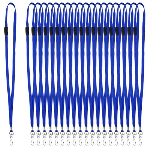 BATINO 50 Stück Schlüsselband mit Sicherheitsverschluss, Lanyard Schlüsselband Lang Schlüsselband mit Karabiner Neck Lanyard Strip Ausweishalter Lanyards Schlüsselbänder Für Namensschilder (Blau)
