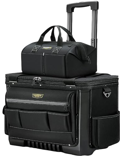 PISKGODSF Integrated Roller Tool Bag - Large Portable, Waterproof Rolling Tool Bag with Wheels and Zipper Pocket