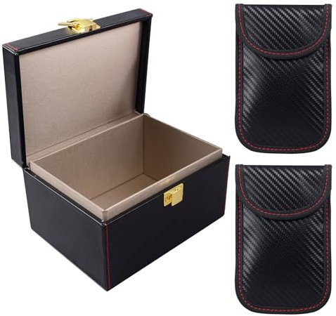 igadgitz home U7260 Boîte Cage de Faraday, Antivol RFID et 2 x Pochette Faraday, Étui Anti-Ondes Anti-RFID - Noir