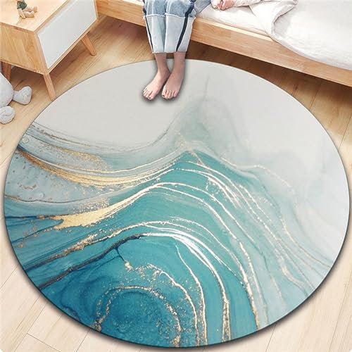 PALE Großer Runder Teppich, Multifunktionaler Innenteppich, Waschbarer Teppich, rutschfeste Bodenmatte, Geeignet for Wohnzimmer, Schlafzimmer Und Arbeitszimmer (Color : D, CH : 120x120cm)