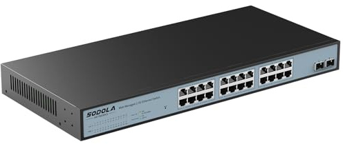 SODOLA 24 Port 2.5Gbit Smart Web Managed Switch,24 x 2.5G Base-T Ports, 2 x 10G SFP+,Link Aggregation/QoS/VLAN/IGMP,1U montierter 2.5G Netzwerk Switch