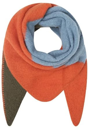 stylx Damen Schal XXL Dreieck Schal flauschig schal-tuch damen dicker dreieckstuch groß Wolle 3 FARBIG Farben kuschelig (blau/orange)