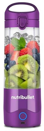 NutriBullet portable blender, blender portable, 475ml sans BPA, mini blender, blender multifonctions, chargeur USB-C, plus de 15 cycles de mixage, Violet, NBP003PU