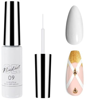 Weiß Gel Nagellack Liner, Farbe für French Nail Art Nageldesign, UV Shellac Polish für Nagel Design, Farben für Fineliner, Nagellack für Frauen Home DIY Salon