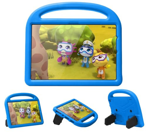 BARALARIQIU Funda para niños para Amazon Fire HD 10 2021, a prueba de golpes, suave, de cuerpo completo, ligera, con asa, funda protectora para tableta, color azul