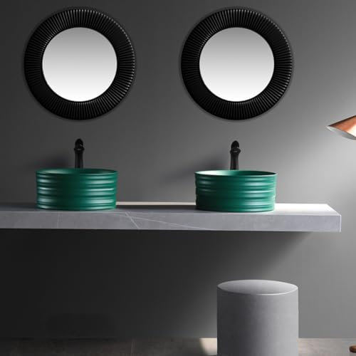 Badezimmer-Waschbecken, Keramikwaschbecken, Kratzfestes Waschbecken, Arbeitsplatte, Kunstbecken, Modernes, Einfaches Waschbecken, Leicht Zu Reinigen, for Kleine Wohnungen, Häuse (Farbe : Green E, Gr