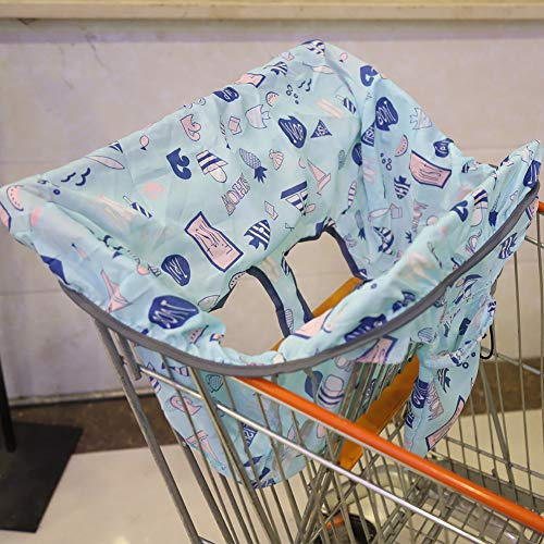 POTRUWE Portable Shopping Cart and High Chair Cover with Storage Pouch, Shopping Cart Cover Grocery Cart Cover Wipeable and Machine Washable, Universal Fit