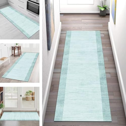 Teppich Läufer Küche Flur Wohnraum Teppichläufer Lang Küchenteppich Rutschfest Waschbar Cyan Läufer Rug Teppichmatten 40X100CM Küchenläufer Meterware Flurteppich Abstrakte Wohnzimmer Schlafzimmer