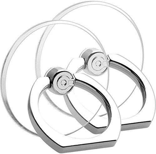 Transparent Telefon Ring Halter Griff für Handy, EI Sonador Durchsichtiger Ring Ständer, Kickstand, Kompatibel mit Smartphones, Tablets und Hüllen (2 Silber Rund)