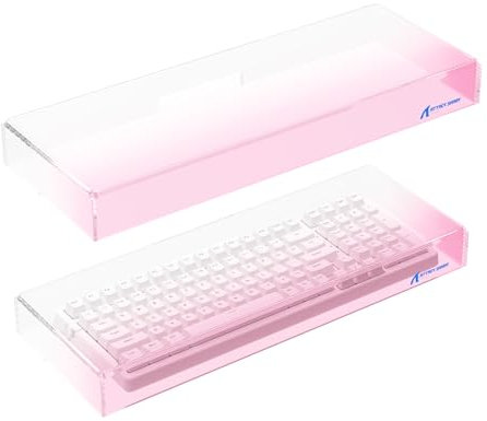 ATTACK SHARK Clear Acrylic Keyboard Dust Cover Waterproof Cover for 98 Keys Mechanical Keyboard,17.4 * 6.5 * 1.9 in,Compatible with Size Below 98 Keys,Anti-Knock Cover-Pink