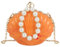 MilyaDE Damen Transparente Clutch Mini Acryl Klare Muschel Geldbörsen Durchsichtige Schultertasche Umhängetaschen Handtasche mit Perlen Ketten, Orange