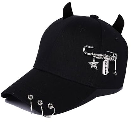 WATERBELINE Baseballmütze für Mädchen, mit Teufelshorn-Dekor, auffällig, für Reisen, Versammlungen, Visierhut für Teenager, zum Radfahren, Wandern, Visierhut