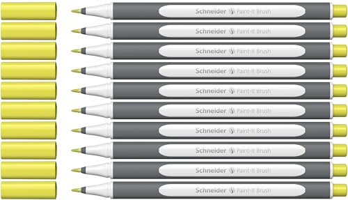 Schneider Brushpen Paint-It 070 (Premium-Pinselstifte mit flexibler Spitze und leuchtenden Farben für Kalligraphie, Hand-Lettering und mehr) 10 Stück pastell limone