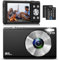 Macchina Fotografica Digitale Fotocamera Compatte, 48M 2.7K HD Fotocamera con Zoom Digitale 16X, Ricaricabile Macchina Fotografica per adolescenti, adulti, principianti（Nero）
