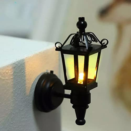 Doll Furniture, Dollhouse Wall Lights for Christmas Decoration 1/12 Scale Vintage Metal Miniature Wall Lamps with Battery Dollhouse Accessories for Christmas Decor
