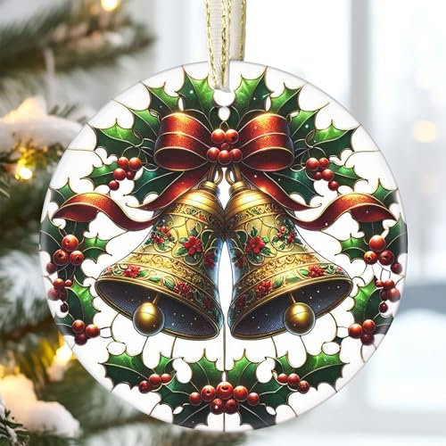 Christbaumschmuck aus Keramik, 8,9 cm, Weihnachtsglocke, Weihnachtsschmuck, Erbstück-Andenken, Geschenkaustausch, Geschenkidee, Kugelgeschenk