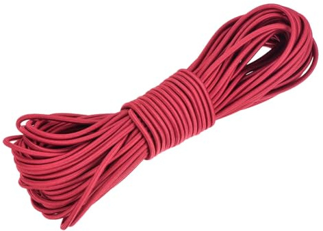 DMiotech 3mm Corde Élastique, 15 M Corde Bungee Rouge Corde Élastique Ronde pour Kayak Corde Élastique Lourde en Polyester De Qualité Marine pour Projets DIY Et Attaches