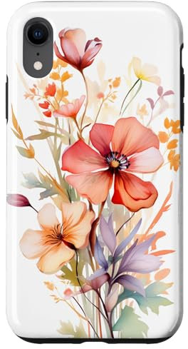 Hülle für iPhone XR Wildflower Aquarell Blumen Design Blumengarten für Frauen