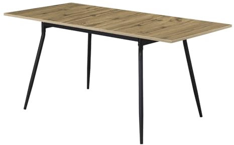 B&D home Esstisch LIO, ausziehbar 120-160 x 80 cm, 4-6 Personen Küchentisch Holztisch mit Metallgestell für Esszimmer, Küche, modern Design, Eiche Optik, 11219-120-FS-EIDA