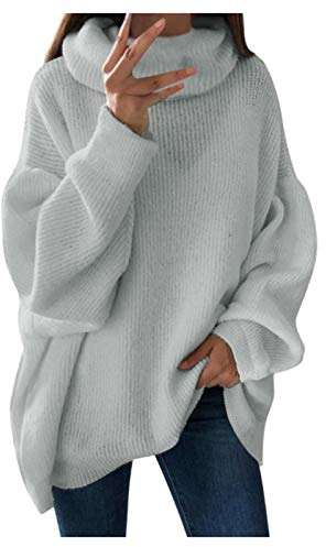 DKLOVIFU Damen Pullover O-Ausschnitt Women 'S Casual Top Fashion-Solid-Pulli Strickpulli Winter Strickjacke Damen Bekleidung Damen Pullover Damen Blau Pullover Jacke Damen Rentier Pullover