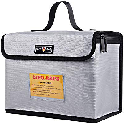 YIWEOG Tragbare feuerfeste explosionsgeschützte Lipo Battery Guard Safe-Tasche Großer Stauraum zum Aufbewahren und Laden von Batterien mit doppelter Metall-Reißverschlusstasche, 260 * 130 * 190 mm