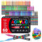 VAKKI 60 Couleurs Feutre Acrylique, Stylo Acrylique Liquide Direct Acrylic Paint Marker Coloriage pour Adultes, Marqueur Acrylique Pour Coloriage, Pierre, Calligraphie, Bois, Toile, Verre