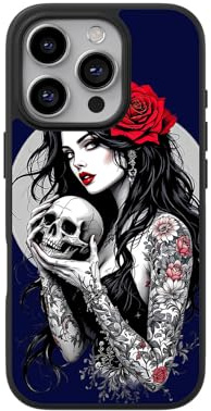Sunny-Case 2D Case Handyhülle Gothic Girl Totenkopf Skull Nr.812 Dark Horror Show Mystic Fantasy Schutz Bumper Hülle kompatibel mit iPhone 15