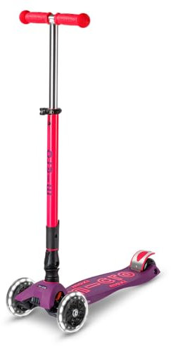 Micro ® | Maxi Deluxe Pieghevole Neon LED | Monopattino Premium 3 Ruote con Manubrio Neon | Ruote Luci a LED | Piattaforma antiscivolo | Altezza regolabile | Ragazzi e ragazze 5-12 anni