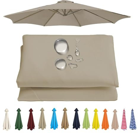 UWOBTN Housse de Rechange pour Parasol 6/8 Baleines 2/2,3/2,5/2,7/3/3,5m Auvent De Rechange Extérieur Auvent de Remplacement pour Jardin Pelouses Plage Piscine Terrasse(B5,8ribs 350cm/11.5ft)