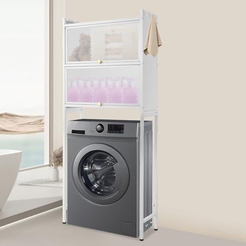 Lavatrici, Ripiani per lavatrici Ripiani sopra lavatrici Wc, Mensole WC con armadi Regolabili, Mensole da bagno in pannelli di plastica 27.56*9.84*65.75in