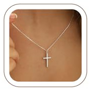 Turandoss Collier en or avec croix pour femme - Collier délicat avec pendentif en croix plaqué or 14 carats et oxyde de zirconium - Bijoux chrétiens pour femmes, enfants, filles et petites amies, 15 +