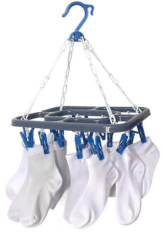 Tool & Tree Faltbarer Wäscheaufhänger Grau - mit 18 Klammern - Kompakter Wäscheständer für Camping, Reise & Balkon - Wäschetrockner für Socken, Unterwäsche & Handtücher - 230x85mm klappbar