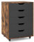 GIANTEX Rollcontainer mit 5 Schubladen, Aktenschrank mit Rollen, Schubladenschrank Holz, Druckertisch für Zuhause & Büro, 49 x 40 x 65 cm (Schwarz + Industrie, 5 Schubladen)