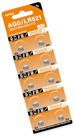 10Pcs 1.55V 32mAh AG0 Alkaline Coin Cell SR521SW LR521 SR521 AG521 S521E 521A Battery Button Batteries For Watch Toy
