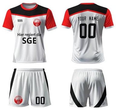 Generisch Frankfurt Fußball Trikot Kinder Set,Personalisierte Trikot Set mit Eigenem Namen & Nummer,Team -Logo, Fußball Geburtstag Geschenk für Kinder,Herren,Jungen, Atmungsaktiv
