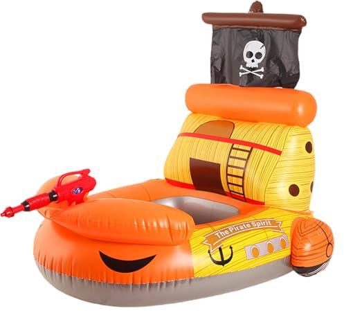 Bouée de natation gonflable pour enfant - Bateau de pirate - Aide à la natation avec pistolet à eau - Bateau de pirate - Aide à la natation pour enfants de 1 à 6 ans
