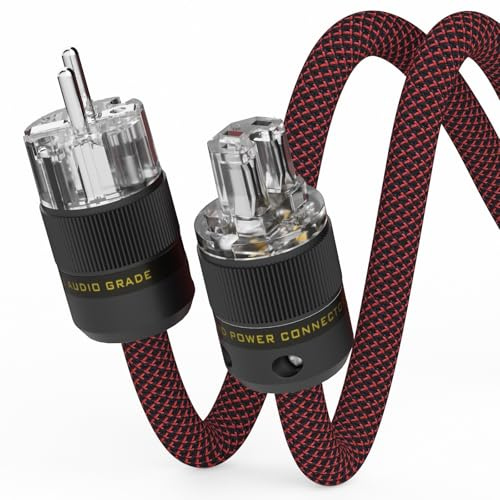 Monosaudio D506 High-End HiFi Netzkabel, audiophiles Stromkabel 1 m mit Aluminiumfolienabschirmung, C15-Kaltgerätekabel mit EU Schuko und IEC Stecker für DVD/Verstärker/Decoder/Subwoofer/AMP