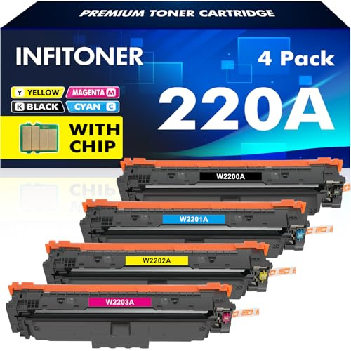 220A 220X MFP 4302dw Toner Schwarz Cyan Gelb Magenta Mit Chip 4 Pack | Kompatibel für HP 220A Toner Color LaserJet Pro MFP 4302fdw 4202dw 4302dw 4202dn 4302fdn,W2200A W2201A W2202A W2203A