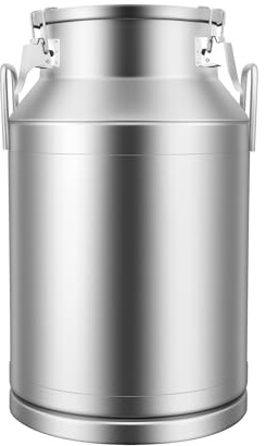 awolsrgiop Milchkanne Transportkanne 40L Luftdichter Milchkrug, 201 Edelstahl Aufbewahrungsbehälter mit 3 Spannverschluss und Gummidichtung, für Milch, Öl, Reis und Getreide
