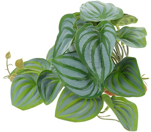 VALICLUD Reptile Terrarium Decor Artificial Green Plant for Tortoise Lizard Spider Frog Habitat Resin Plastic Reptile Hide Plant Accessory