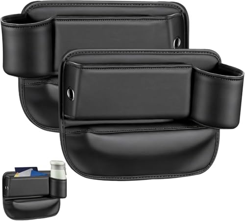 LANAZU Aufbewahrungsbox für Autositze, für Audi e-tron 55 Quattro GEN 2019-2023 Vordersitz Autositz Seitentaschen Organizer PU Leder Lückenfüller Organizer Gap Organizer,Black/D