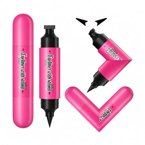 STNFAREBI Tampon Eyeliner Noir Double Embout, Pointe Liner pour Combler les Espaces, Rotation 90° Pliable, Waterproof Eye Liner, Séchage Rapide, Longue Tenue, Haute Pigmentation, Adapté aux Débutants