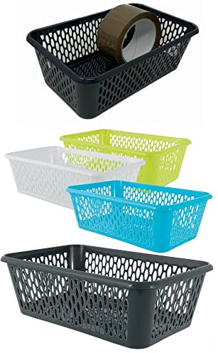 Aufbewahrungskorb Körbchen Korb Kunststoff farbig 5 Stück Set Größenauswahl, Größe:24.5 x 15.5 x 8 cm