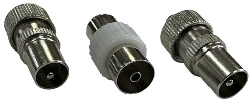 electrosmart Aerial Coax Cable Repair/Splicing Kit - Contains 2 x Easy Fit Male Coax Plugs and 1 x Female Joining Coupler